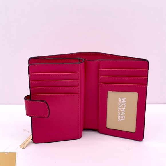 Michael Kors Jet Set Travel Medium Bifold Wallet Electronic Pink - Picture 6 of 15